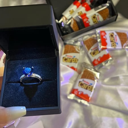 خاتم قلب ازرق نسائي فقط