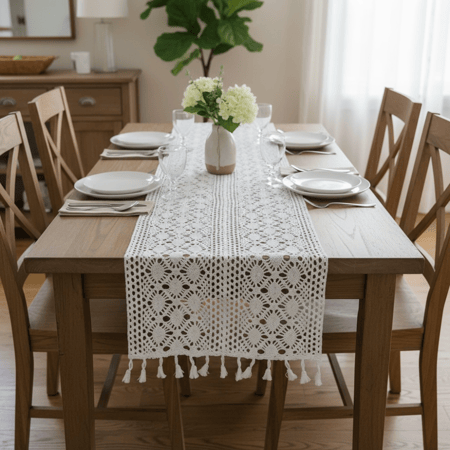 مفرش طاولة دانتيل وسط طويل ٣٠*١٨٠ سم
