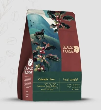 قهوة كولومبيا وردة محمصة الخيل الاسود 250G فراولة ورد حلاوة