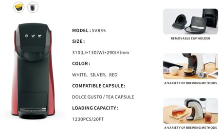 ماكينة كبسولات قهوة ذكية سوداء شاشة لمس ضغط 19 بار تصميم عصري