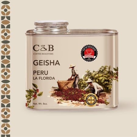 قهوة بيرو لا فلوريدا جيشا من محمصة سي اند بي وزن 250 جرام