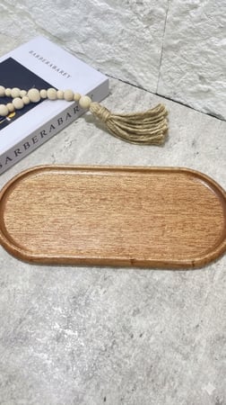 صحن تقديم اسبريسو خشب طبيعي الوان متعددة مقاس 30x15 سم