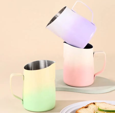 تشر تبخير حليب متدرج اللون تفاحي 450مل ستانلس ستيل