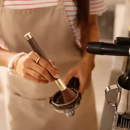 فرشاة تنظيف خشبي كمثرى بشعر ناعم لمطحنة القهوة