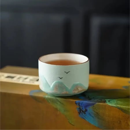 طقم اكواب يوانشان 55 مل سيراميك برسومات يدوية 4 قطع