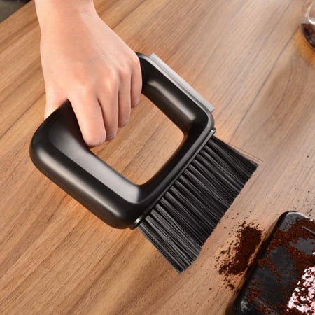 فرشاة ومكنسة تنظيف طاولة القهوة اسود مع حاوية ومقبض مريح
