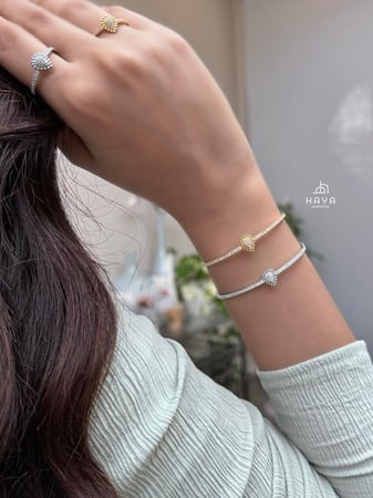 طقم (أسوارة + خاتم) مزينين بالزريكون .. ومطليين