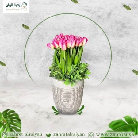 حوض زرع فايبر منسق بورد التوليب والشجر الصناعي