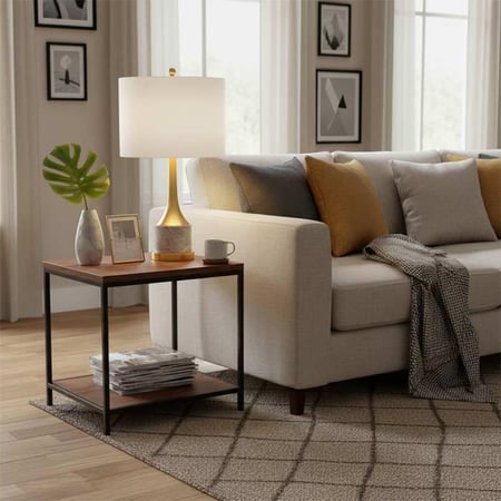 أباجورة رخام رمادي وذهبي T-7022