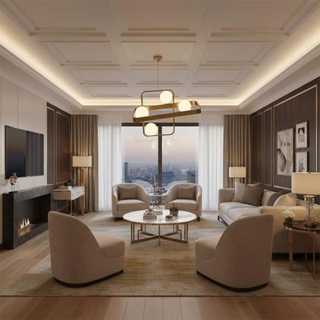 ثريا جروف ذهبي وكرات قزاز 60 سم - P2321