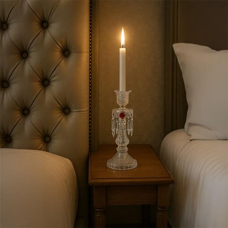 شمعدان بكارات كروم  شمعه كريستال 34سم 9037
