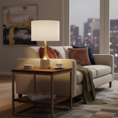 أباجورة رخام رمادي وذهبي T-7022