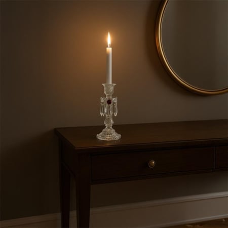 شمعدان بكارات كروم  شمعه كريستال 34سم 9037