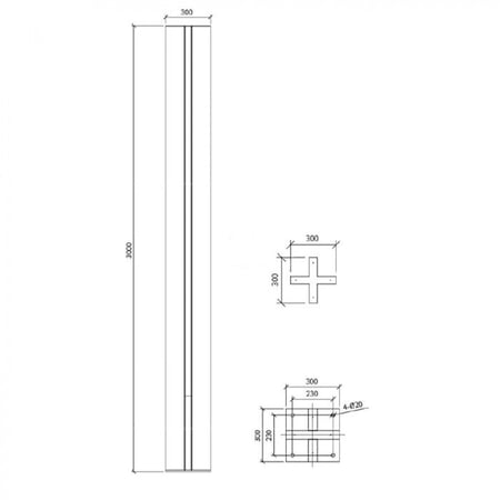 عامود لينير أسود 3 متر 1052