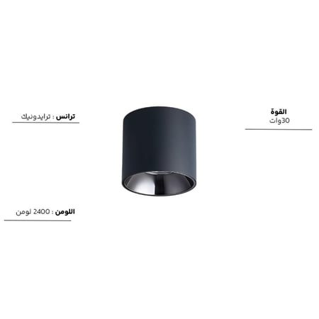 سلندر أسود عاكس كروم 30 وات 8795316