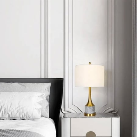 أباجورة رخام رمادي وذهبي T-7022