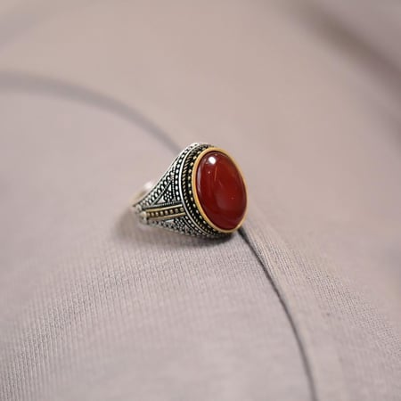 خاتم عقيق احمر كبدي     C-062