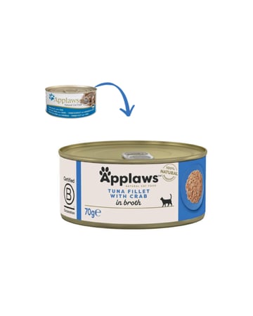 ابلاوز معلبات طعام رطب للقطط بالتونا مع السلطعون في المرق 70 جم