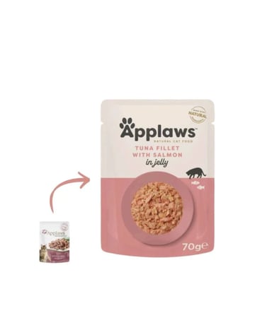 ابلاوز اظرف طعام رطب للقطط تونا مع السلمون في الجيلي 70 غ