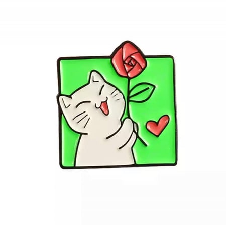 بروش على شكل قط مع ورد