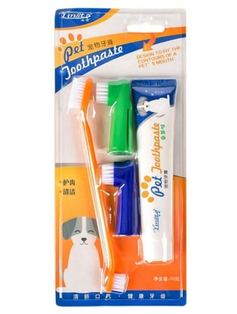 طقم العناية بالاسنان للقطط والكلاب - 4 قطع