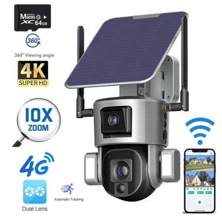 كاميرا طاقة شمسية بشريحة زوم 20X تكبير 4K solar camera 4Gنون امازون