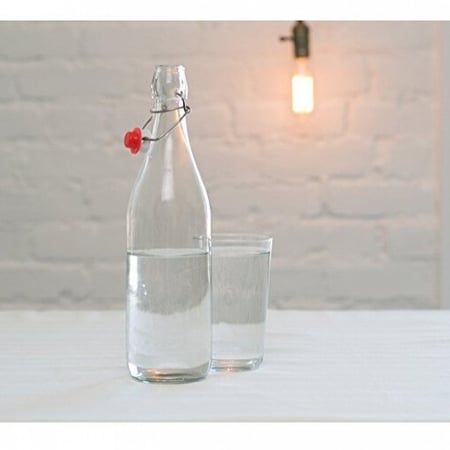 قارورة زجاج شفاف 1000 مل  بغطاء كبس حبة واحدة