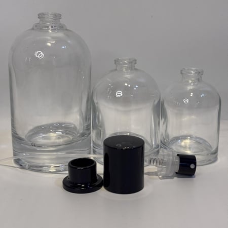 علب عطور بخاخ زجاجية  50 مل مع غطاء كبس باليد أسود حبة واحده