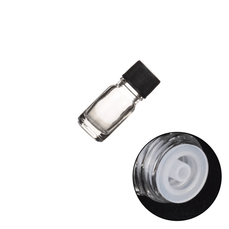 كرتون قوارير زجاج شفاف سعة 5 مل مع قطارة (255 حبة)