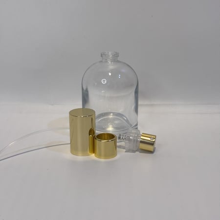 علب عطر بخاخ زجاج 50 مل مع غطاء كبس باليد ذهبي حبة واحده