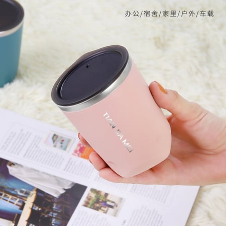 كوب سعة 300 مل حافظ للحرارة لون وردي