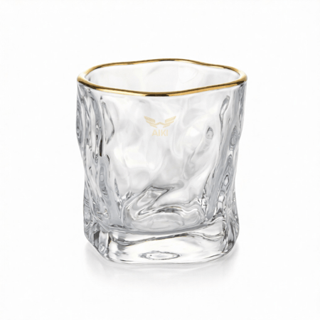 كوب زجاجي لون شفاف بحد ذهبي 200 مل