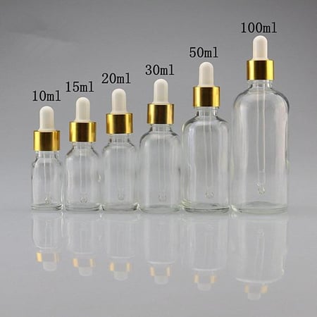 قارورة زجاج شفاف سعة 100 مل مع قطارة