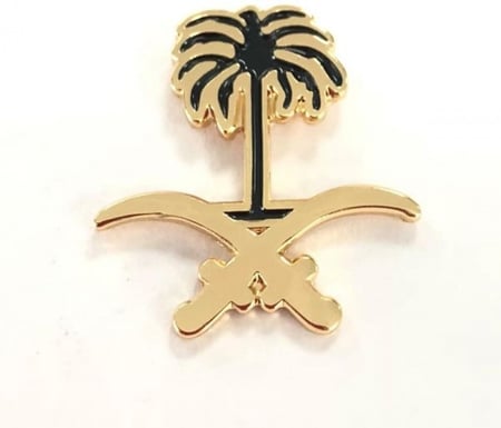 بروش (دبوس) سيفين ونخلة - اطار ذهبي واسود