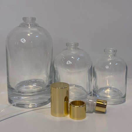 علب عطور بخاخ زجاجية 100 مل مع غطاء كبس باليد ذهبي حبة واحده