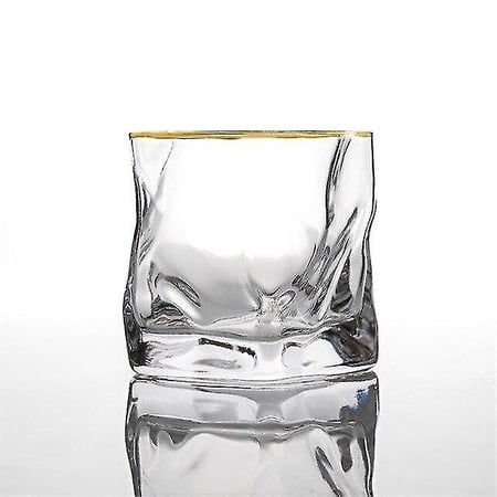 كوب زجاجي شفاف بحد ذهبي 230 مل