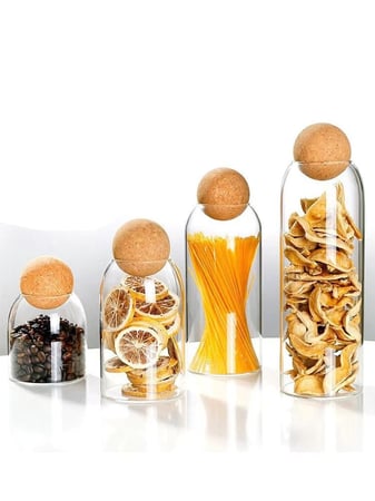 برطمان "حافظة" زجاج بغطاء كروي فلين 1300 مل