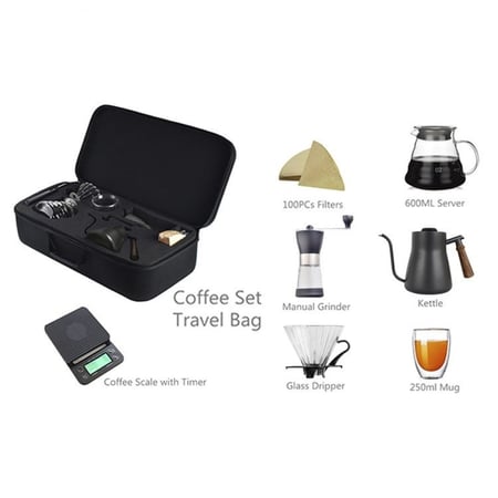 ادوات تقطير قهوة V60  شنطة سوداء