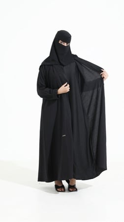 عباية فستان مشبوك اسود