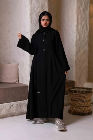 عباية عملية بأزرار عند الصدر