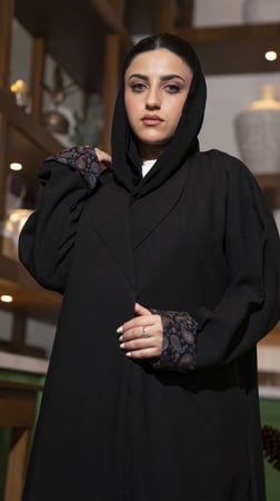 عباية بياقه رسمية واكمام ملونة