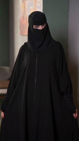 عباية كلوش بسحاب وازرار قماشية على الاكمام