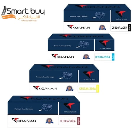 حبر كونان طقم كامل ملون KOANAN 205A – (أسود، سماوي، أصفر، أرجواني) متوافق مع طابعات HP
