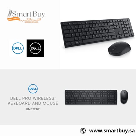 ديل لوحة مفاتيح وماوس لاسلكي KM5221W (عربي/انجليزي) - اسود