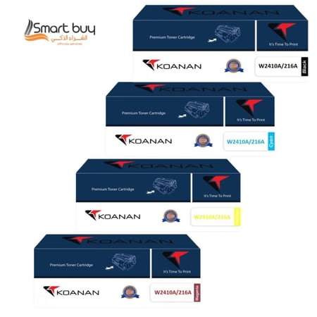 حبر كونان طقم كامل ملون متوافق مع KOANAN 216A - (أسود، سماوي، أصفر، أرجواني) بديل اقتصادي بجودة ألوان احترافية