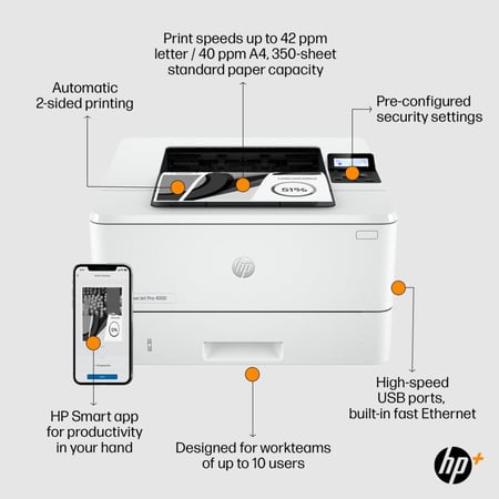 طابعة HP LaserJet 4003dw – طباعة مزدوجة ولاسلكية عالية السرعة