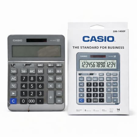آلة حاسبة كاسيو DM-1400F (Casio DM-1400F Calculator – 14 Digits) – أداء احترافي للمكاتب والشركات