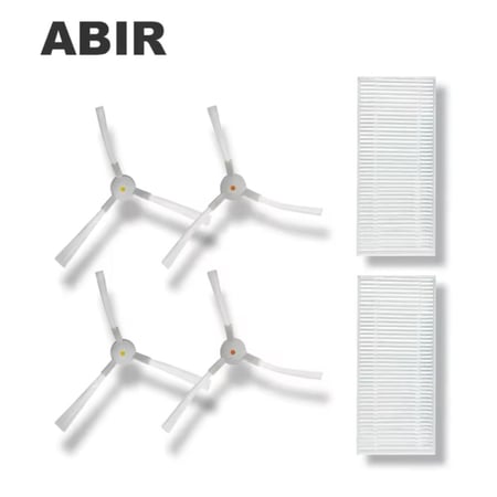 قطع غيار جهاز آلي لتنظيف الأتربة ABIR X30 ، تتضمن بروس جانبي 4 قطعة ، فلاتر 2 قطعة
