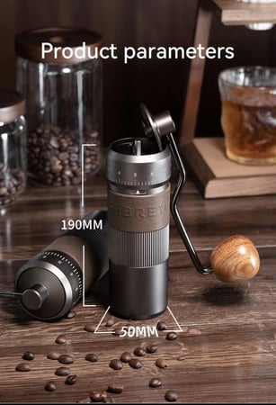 مطحنة قهوة يدوية من HiBREW مطحنة يدوية من الألومنيوم ، مجموعة  قابلة للتعديل من 11 مستوى ، 22 جم