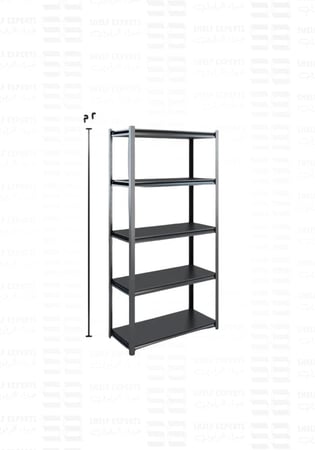 ارفف خشبية معدنية سوداء 100 كجم للرف مقاس 200 في 90 في 45 سم 5 طبقات
